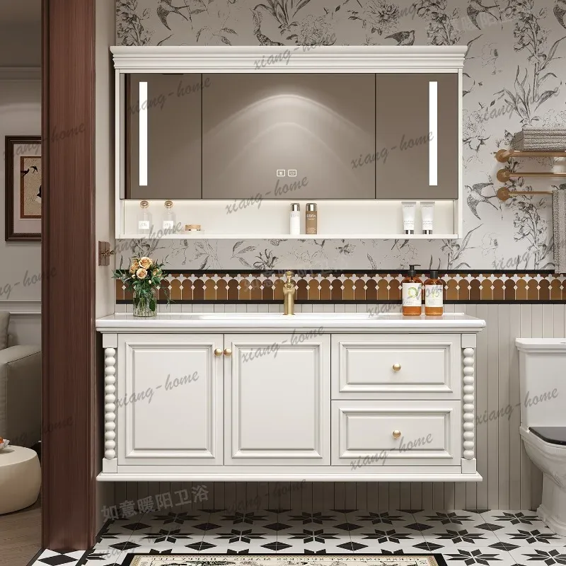 Home Bathroom Vanity Combo - Wooden Small Bathroom Cabinet Wall Mirror