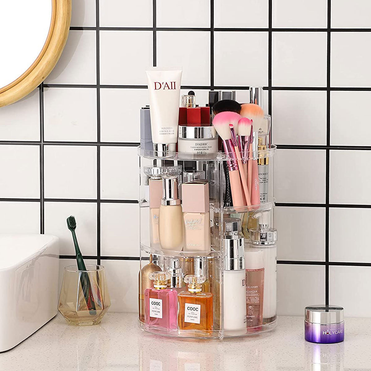 360-Degree Rotating Cosmetic S - Home Edit Bathroom Storage review and price